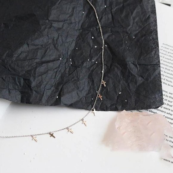 NEW 925 Sterling Silver Cross Tassel Necklace